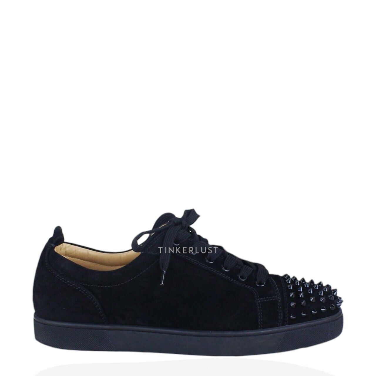 sepatu sneakers Christian Louboutin Junior Spikes Suede Black Sneakers Tinkerlust